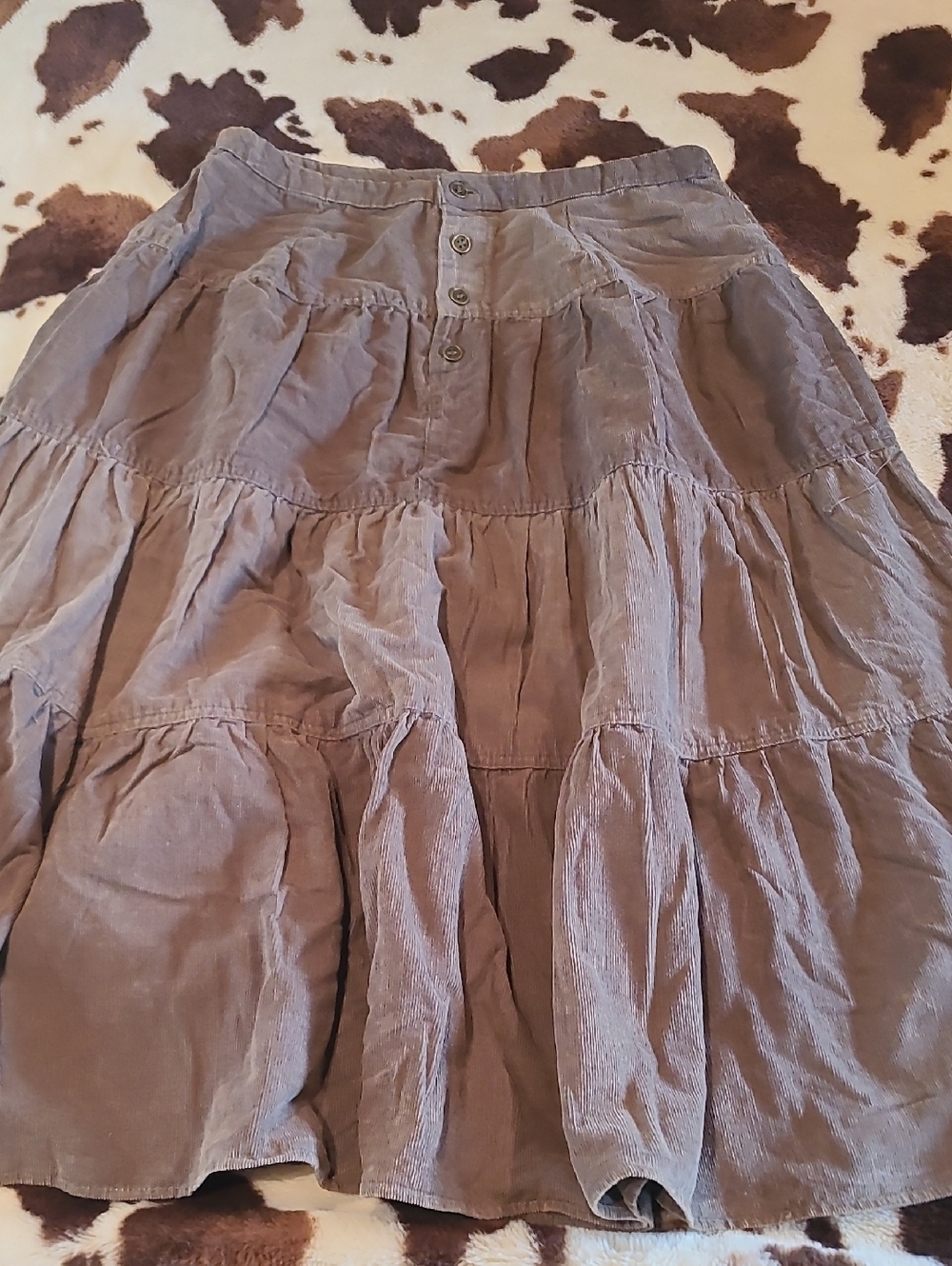 Women’s Tiered Button-Front Lightweight  Skirt - Green